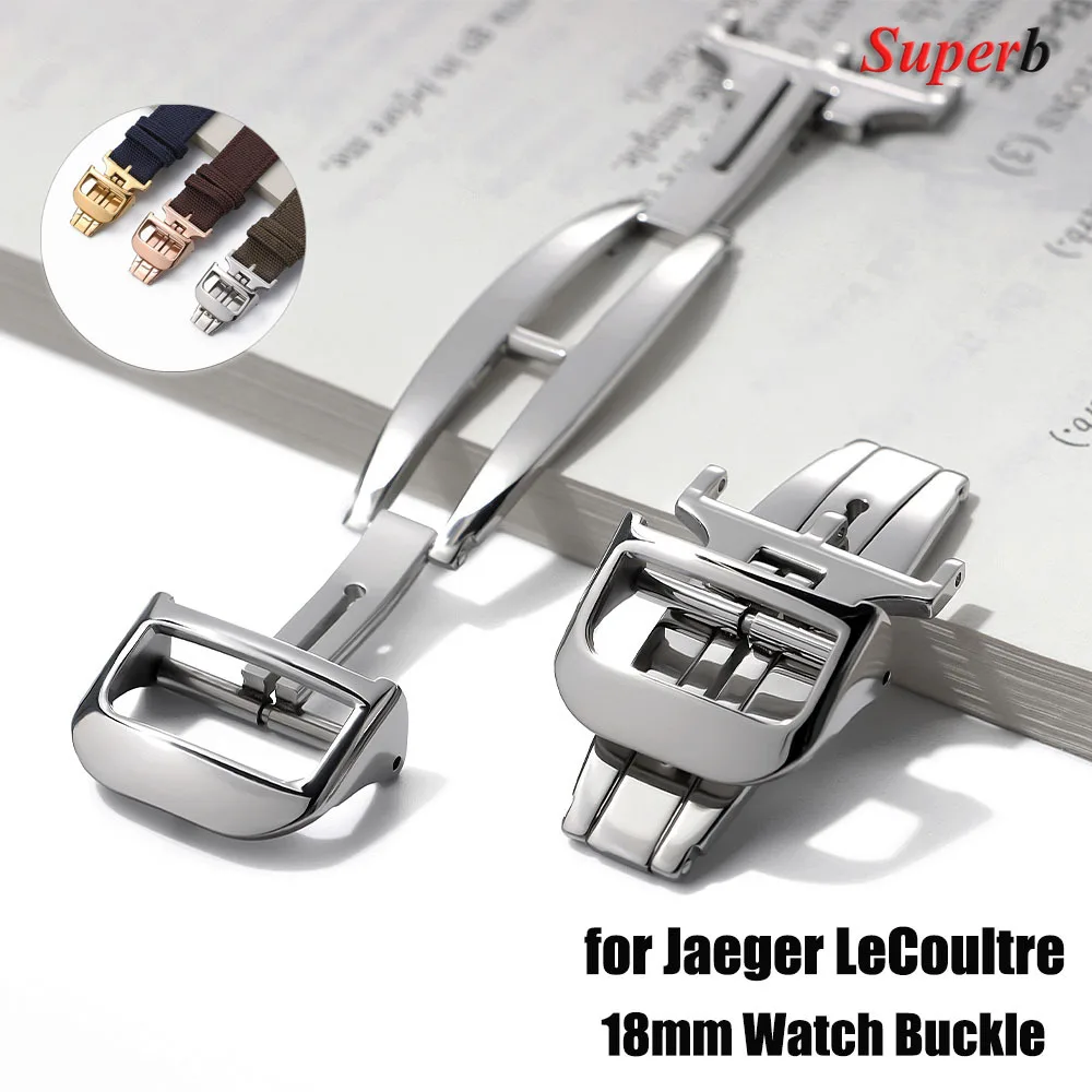 

18mm Fit for Jaeger-LeCoultre Watch Stainless Steel Clasp Repalcement Watchband Clasp for Nylon Silicone Strap Watch Accessories