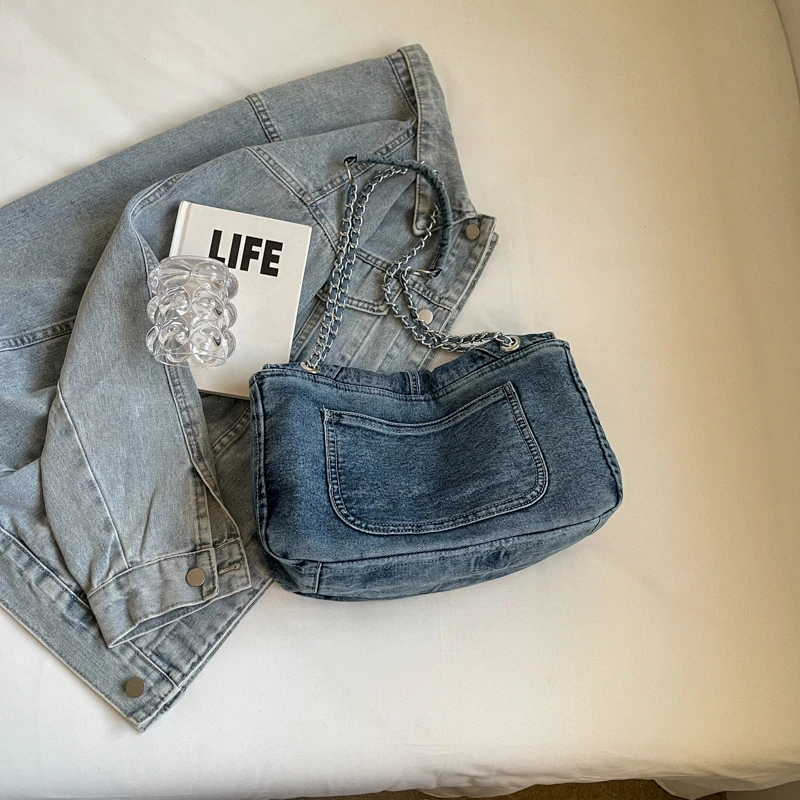 أحدث حقائب الكتف للسيدات بالجملة من قماش الدنيم حقائب اليد أحدث حقائب اليد المصممة للنساء