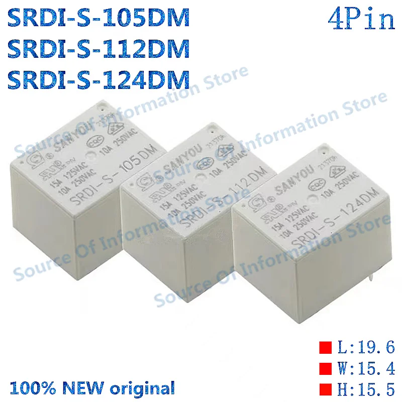 10PCS Relay SRDI-S-112DM 124DM 105DM 10A 5V 12V 24V 4Pin Miniatre Power Relay 100% New original