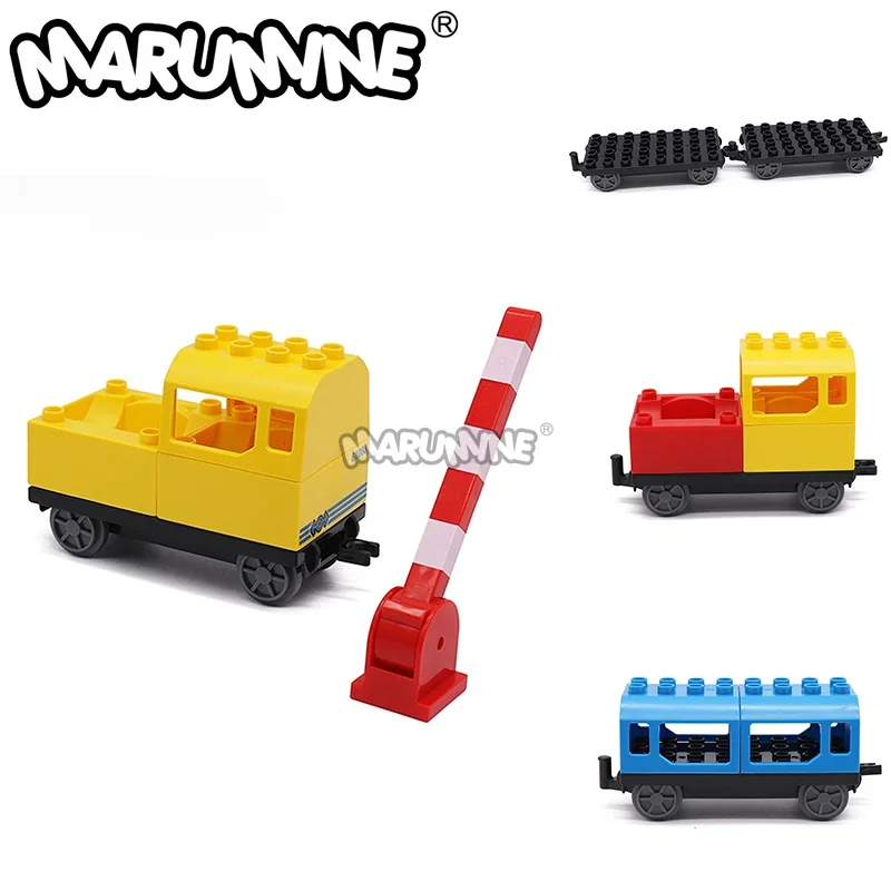 MARUMINE MOC 5PCS Carriages and Flatbed Trailers Blocks Train Base Wheel Big Size Building Accessories Educational Children Toys