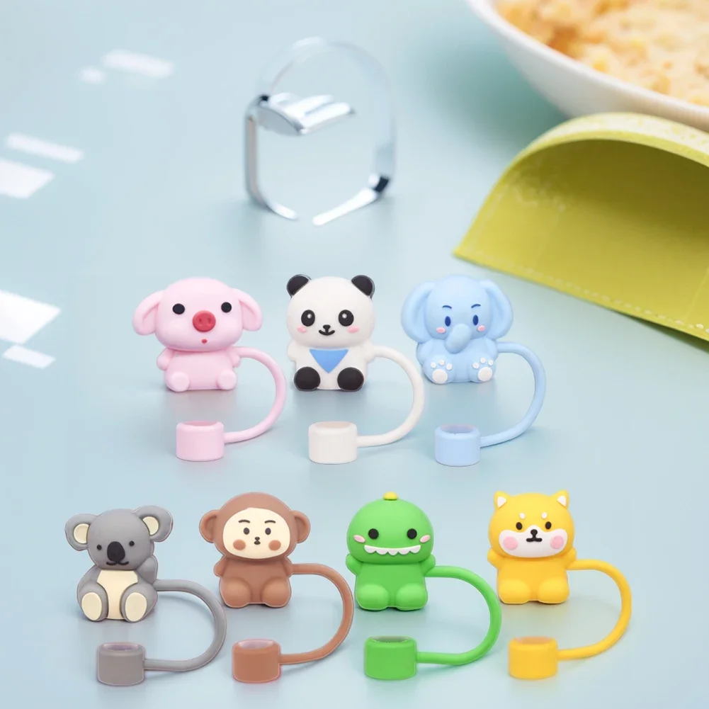 

10mm Silicone Straw Cover Animals Straw Toppers Water Bottle Straw Tips Spill Stopper for 30/40oz Tumbler Accessorie Boba tea