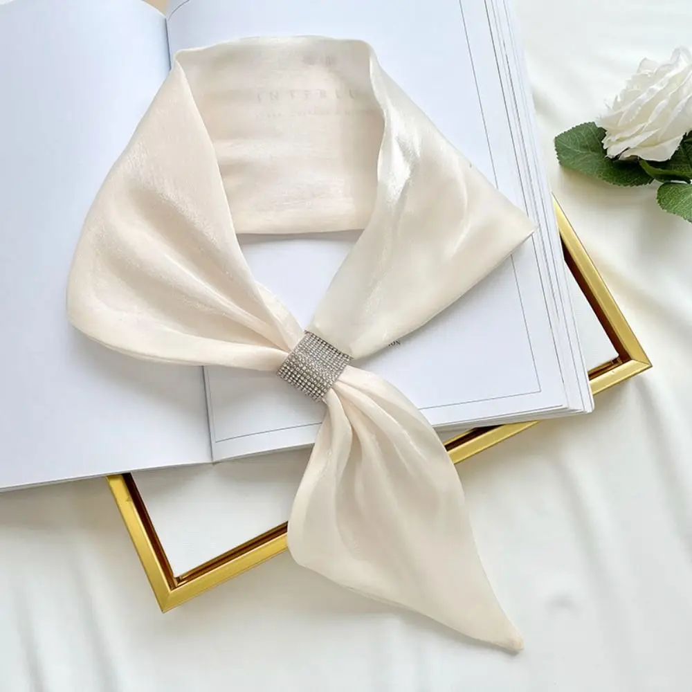 Diamond Wraps Neck Fashion Soft Satin False Collar Solid Color Simple Cross Scarves