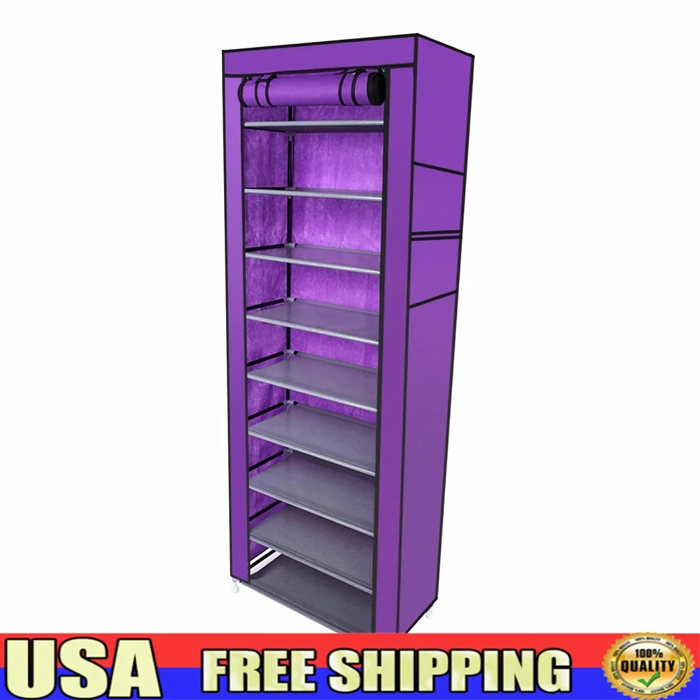

Space-saving 10-tier Non-woven Fabric Shoe Rack with 9 Cubes 40 Pairs Durable Steel and Plastic Indoor Organizer