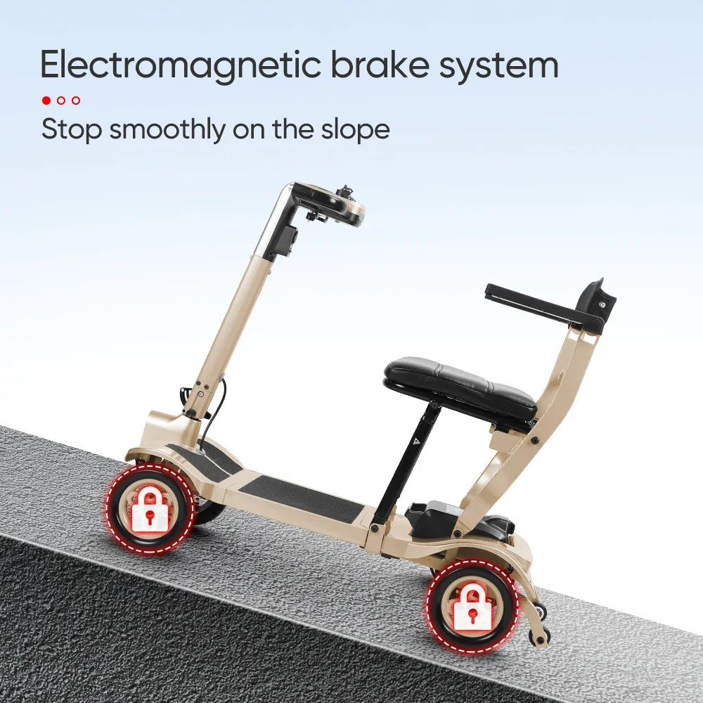Ultra Light 15kg Portable 4 Wheel Aluminum Mobility Scooter for Elderly Handicapped Easy Lift Design Lightweight