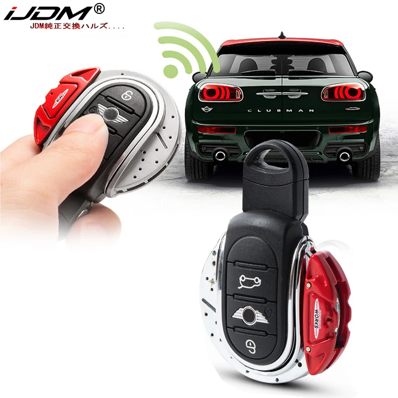 iJDMTOY Red JCW Brake Disk Shape Key Fob Shell Cover For MINI Cooper 3rd Gen F55 F56 F57 F54, Gen2 F60 Countryman Smart Key