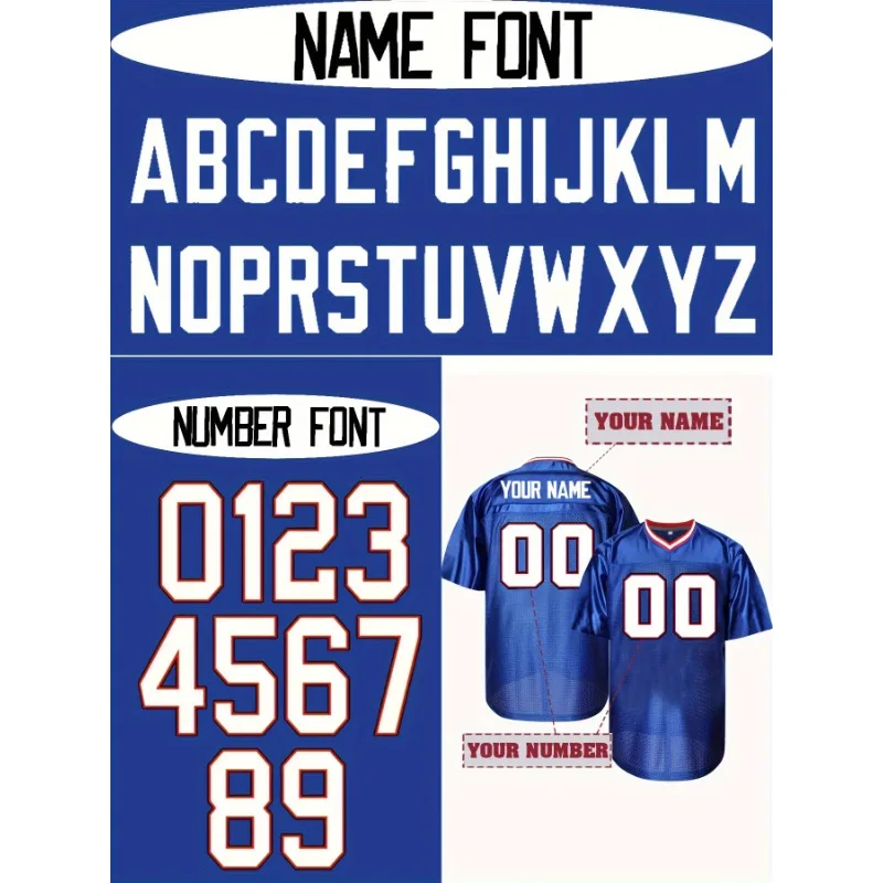 Custom Men's Rugby Jersey-Personalized Name & Number Buffalo V-Neck Short Sleeve Breathable Football Shirt  T Shirt Personnalisé