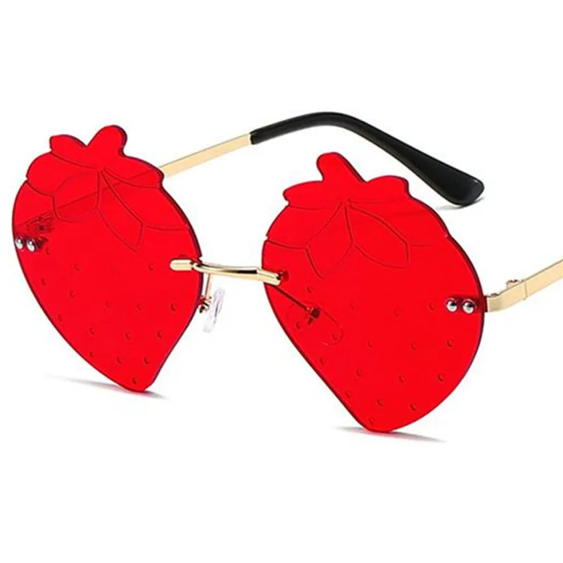 NEW Funny Sunglasses Unisex Rimless Sun Glasses Personality Eyeglasses Strawberry Masquerade Party Halloween Spectacle Eyewear