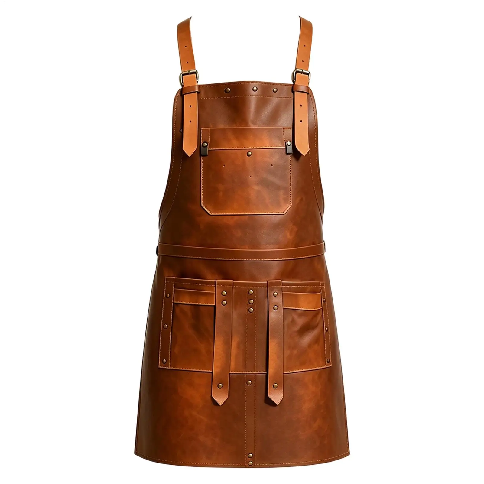 複数のポケット付きレザーエプロン 防水調整可能なストラップ - Leatherwork Apron のレビューと価格