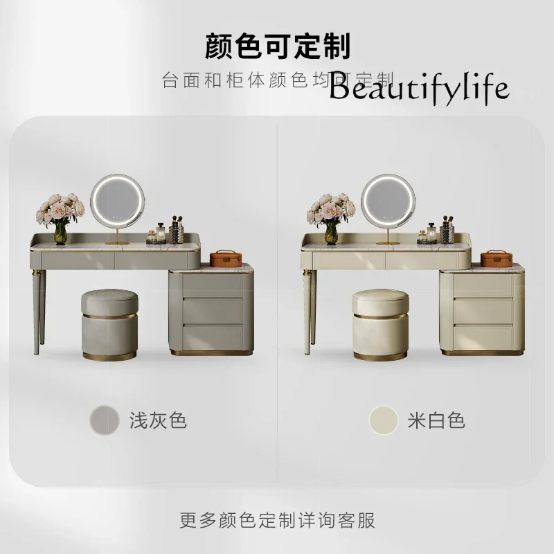 BJ Light Luxury Dressing Table Combination, Modern Simplicity, High-end Custom Natural Marble Integrated Dressing Table