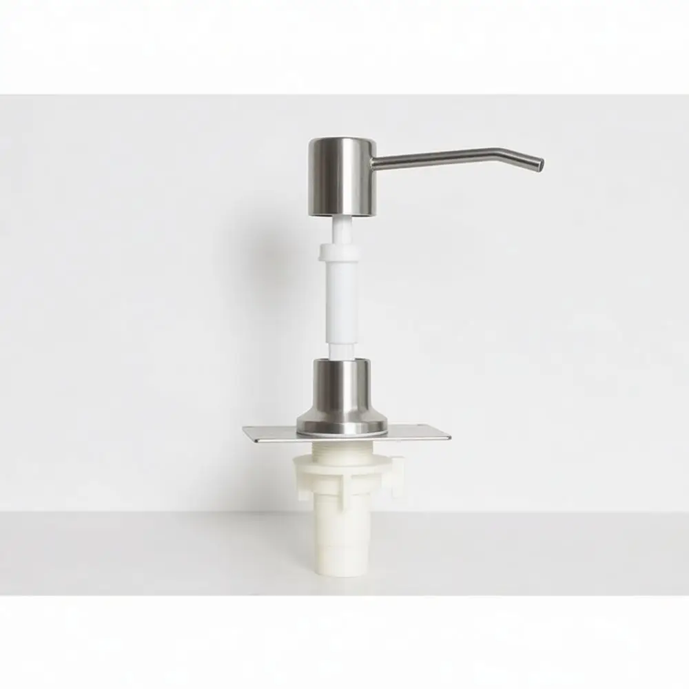Brushed Stainless Steel Kitchen Sink Soap Dispenser Press Pump With Long Tube For Easy Dishwashing Liquid Refilling