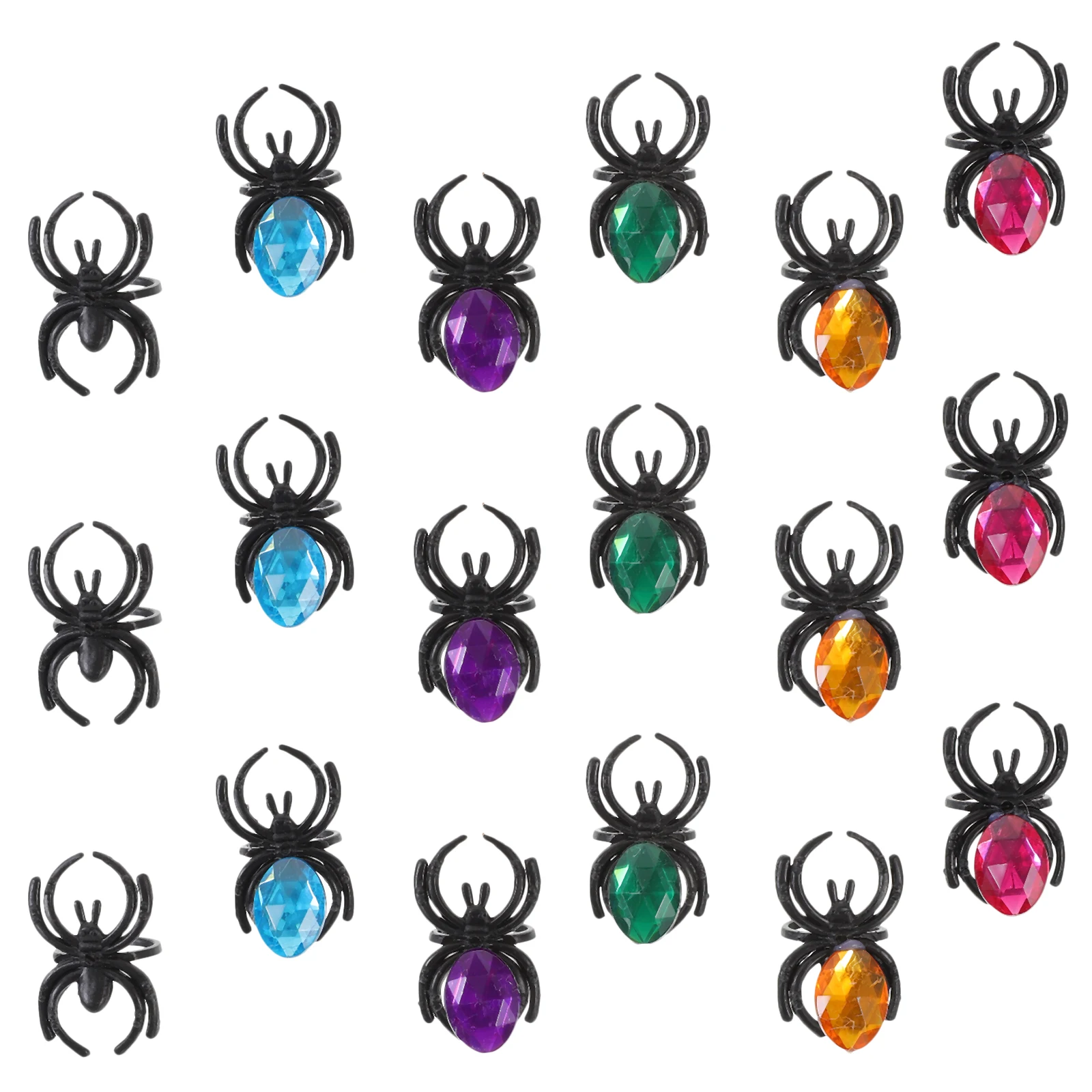 

Spider Ring Halloween Decorations Black Plastic Spiders Animal Jewelry Funny Costume Party Supplies Theme DIY Holiday