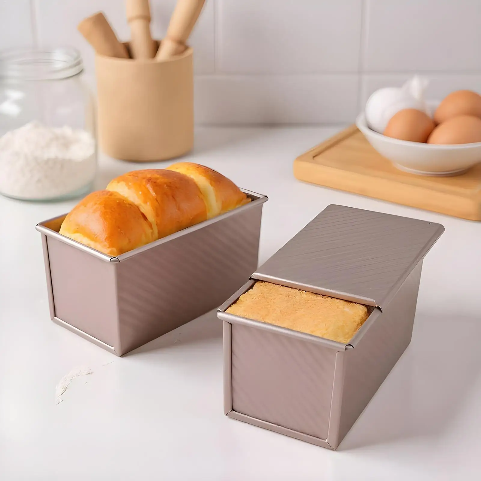 

Bread Loaf Pan With Lid Non-stick Bread Loaf Pan Heat Resistant Reusable Toast Box Cake Mold For Homemade Desserts Cooking