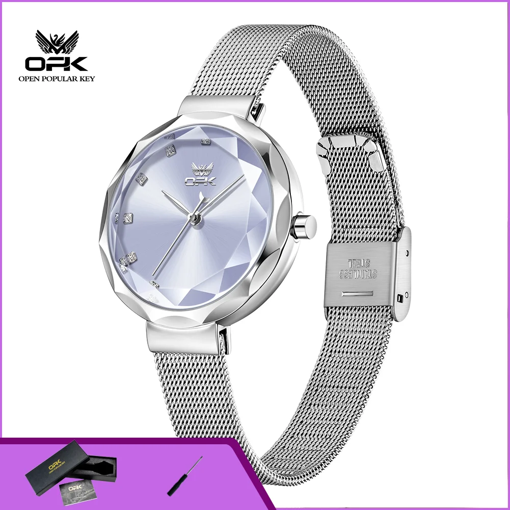 

OPK 6098 Women’s Luxury Quartz Watch Steel Mesh Strap Waterproof Simple Classic Business Dress Ladies Wristwatch