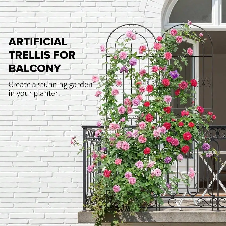 Plant Trellis For Climbing Plants Outdoor, Garden Trellis, Rustproof Metal [2 Pack] - Rose Vine Climbing Cucumber Support, Decorative Garden Trellis For Courtyards Lawns Patios, 180 X 50 Cm