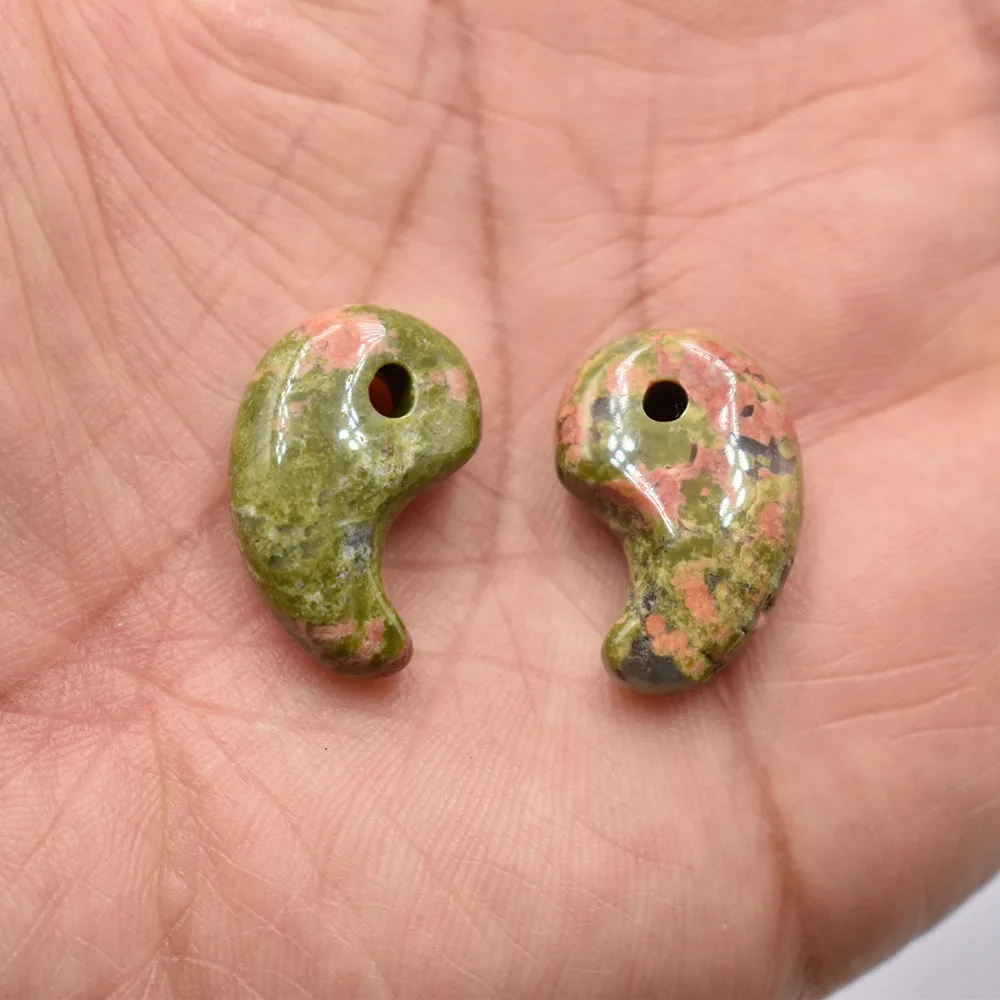 Großhandel 12 Stück/Set modische natürliche Tigerauge-Stein-Rosenquarz-Magatama-Anhänger für Schmuckherstellung, kostenloser Versand – Detail 7