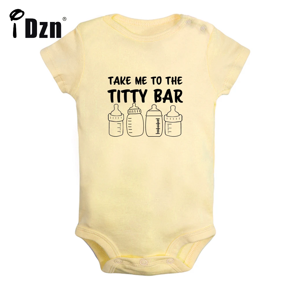 

Take Me to The Titty Bar Cute Baby Boys Funny Bodysuit Baby Girls Letter Printed Rompers Infant Short Sleeves Jumpsuit Clothes