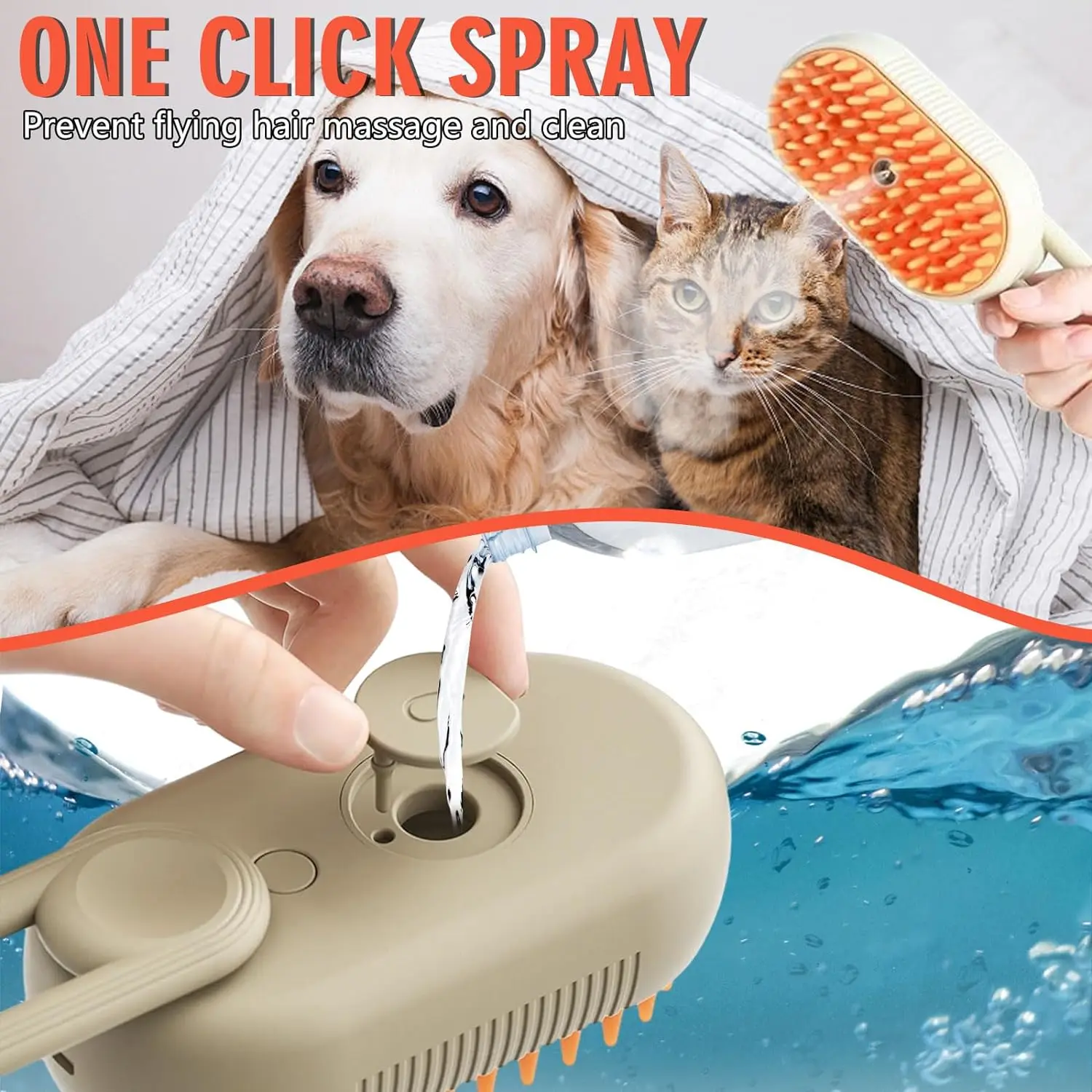 Pet Steam Brush Cat Dog Cleaning Steamy Spray Massage Beauty Comb 3 In 1 Hair Removal Grooming Supplies Pets Accessories