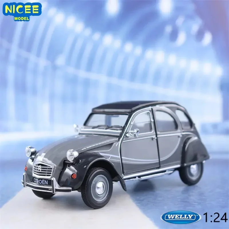 WELLY 1:24 Citroen 2CV 6 Charleston Vintage car Simulation Diecast Car Metal Alloy Model Car kids toys collection gifts B593