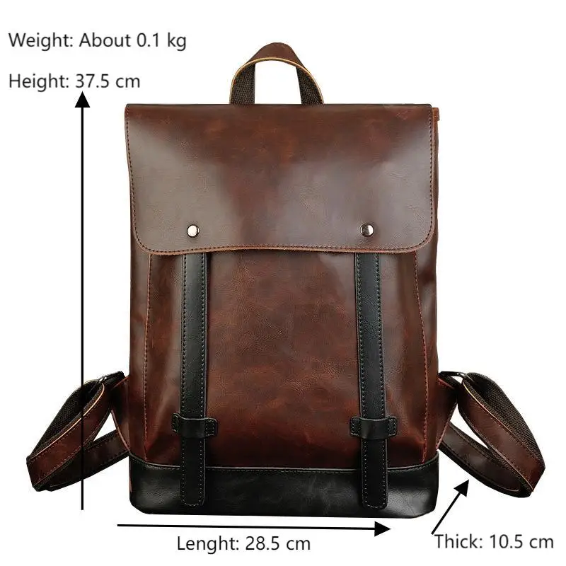 Crazy Horse Leather 14 Inch Laptop Backpack for Men Large Capacity Student Schoolbag Travel Business Work Weeken Camping Daypack