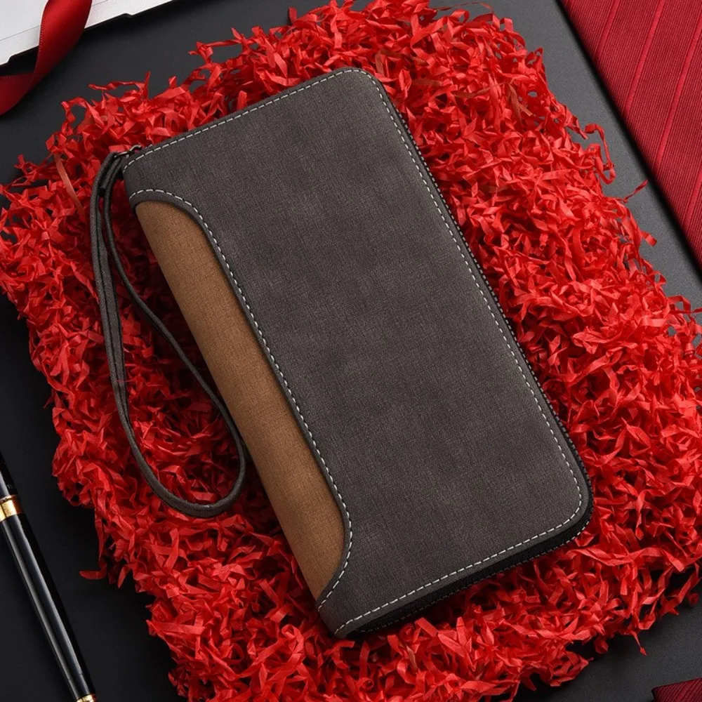 Fashion Leather Long PU Wallet Phone Pouch Zipper Business Clutch Bag Large Capacity Coin Purse Men Card Holder Unisex