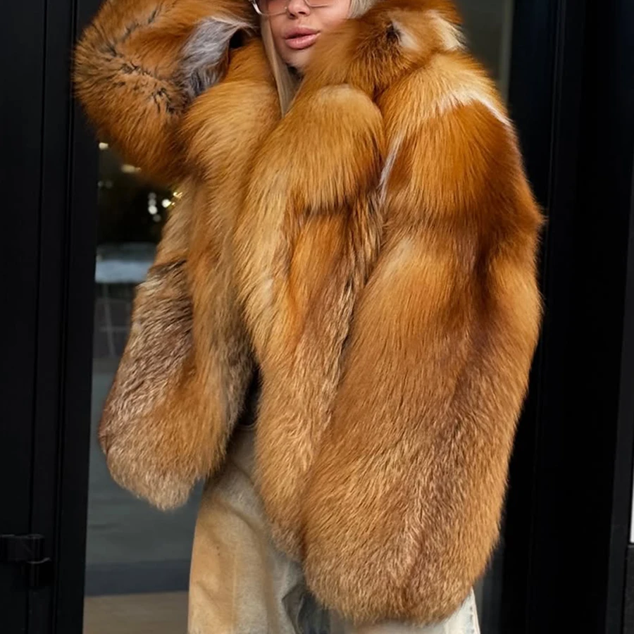 جديد الشتاء النساء معطف فرو الثعلب الحقيقي معطف فرو الثعلب الأحمر الطبيعي جودة عالية الدافئة سترات من الفرو الحقيقي