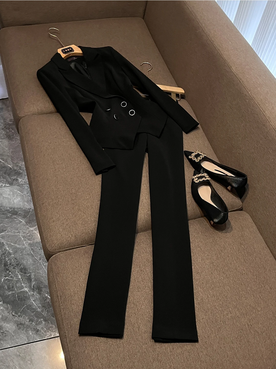 

Комплект костюма Ele Bla для женщин, официальная рабочая одежда, осень-зима, элитное пальто Feelings West, OK524, школьное orm