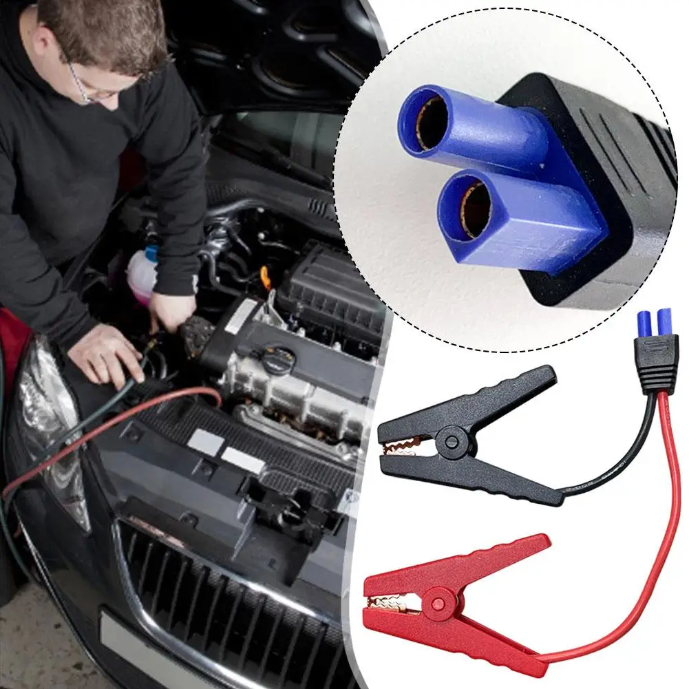 Car Jump Starter Alligator Clip Cable, Copper Battery Clamp with EC5 Connector,12V Emergency Power Lead for Car Battery Booster
