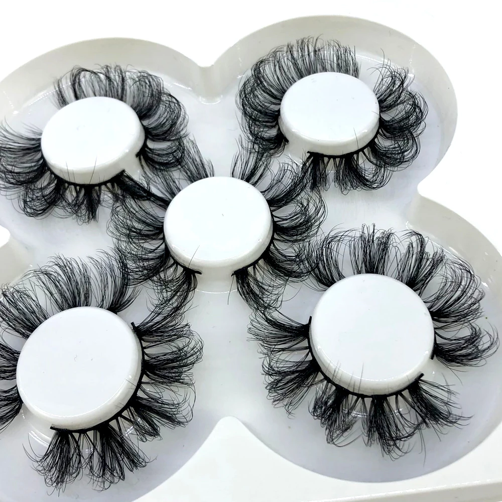 New 5 Pairs 25mm 3D Mink False Eyelashes Thick Dramatic Wispies Fluffy Eyelash Extension Makeup Volume Handmade Faux Mink Lashes