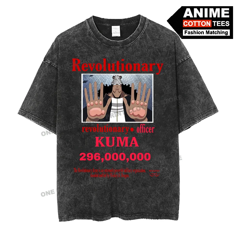 

Anime Peripheral Clothing ONE PIECE - Pacifist· KUMA Print T Shirt Street styl Men Women Short Sleeve Retro Cotton Loose Tees