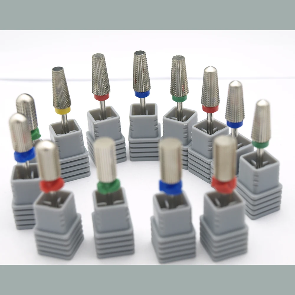 5 in 1 실버 테이퍼드 안전 카바이드 네일 드릴 비트 (컷 드릴, 카바이드 커터 포함) 매니큐어 젤 네일 제거 액세서리