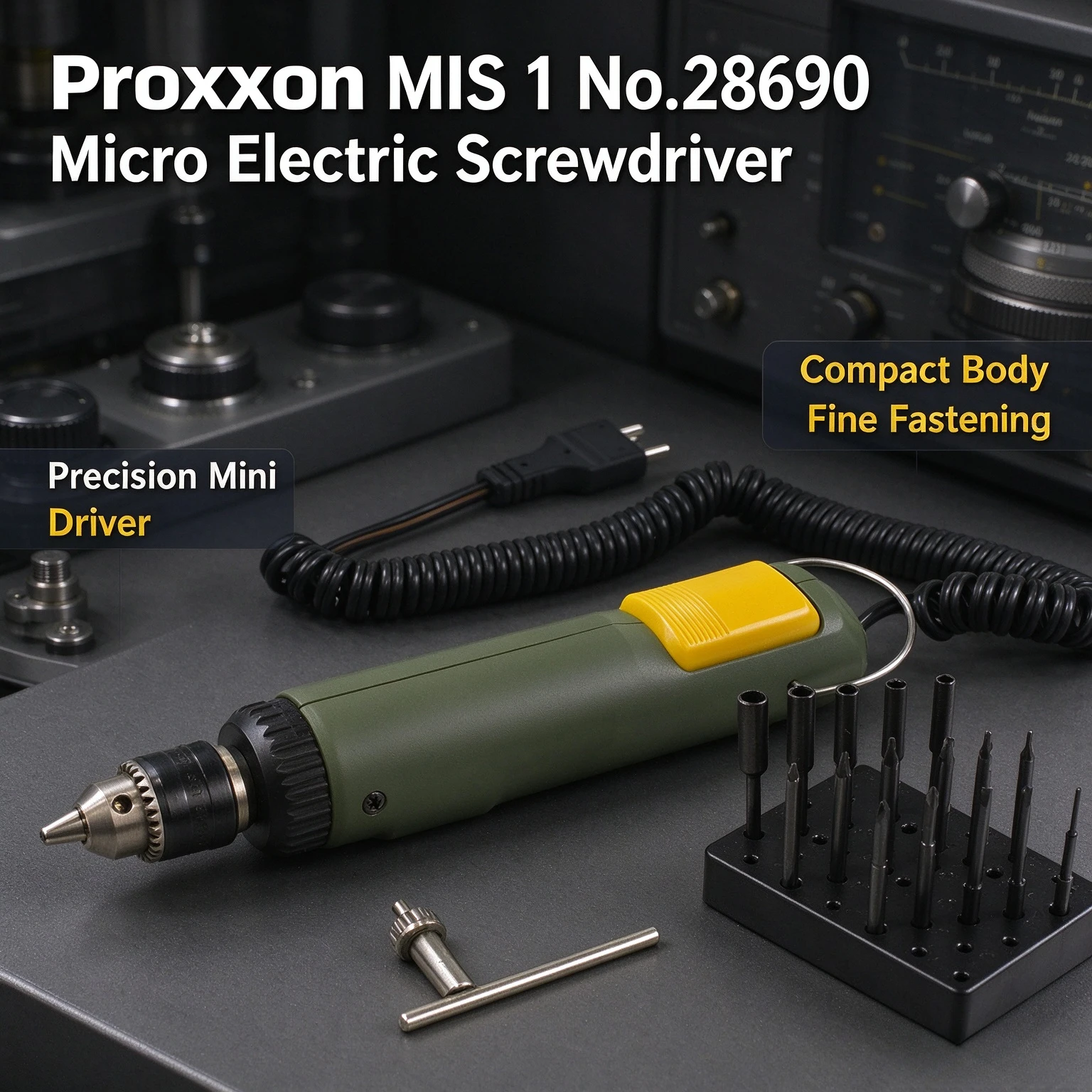 Proxxon MIS 1 No.28690 Micro Electric Screwdriver, Precision Mini Electric Driver for Fine Assembly & Repair