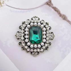New Hot Baroque Red Rhinestone Cross Brooch Pin Metal Big Brooch Ladies Vintage Pin Clothes Scarf Clip Jewelry