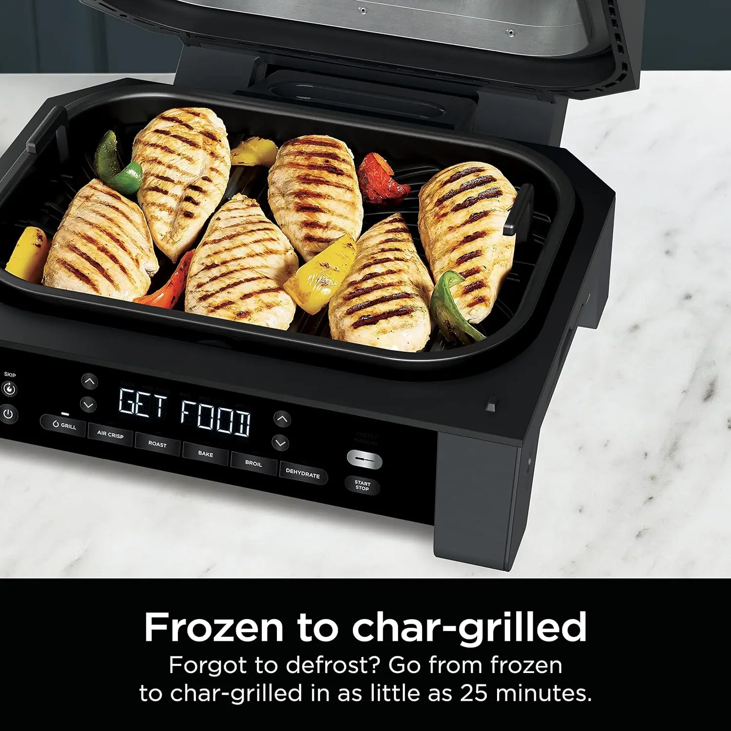 DG551 Foodi Smart XL 6-in-1 Indoor Grill with Air Fry, Roast, Bake, Broil,&Dehydrate, Foodi Smart Thermometer, 2nd Generation