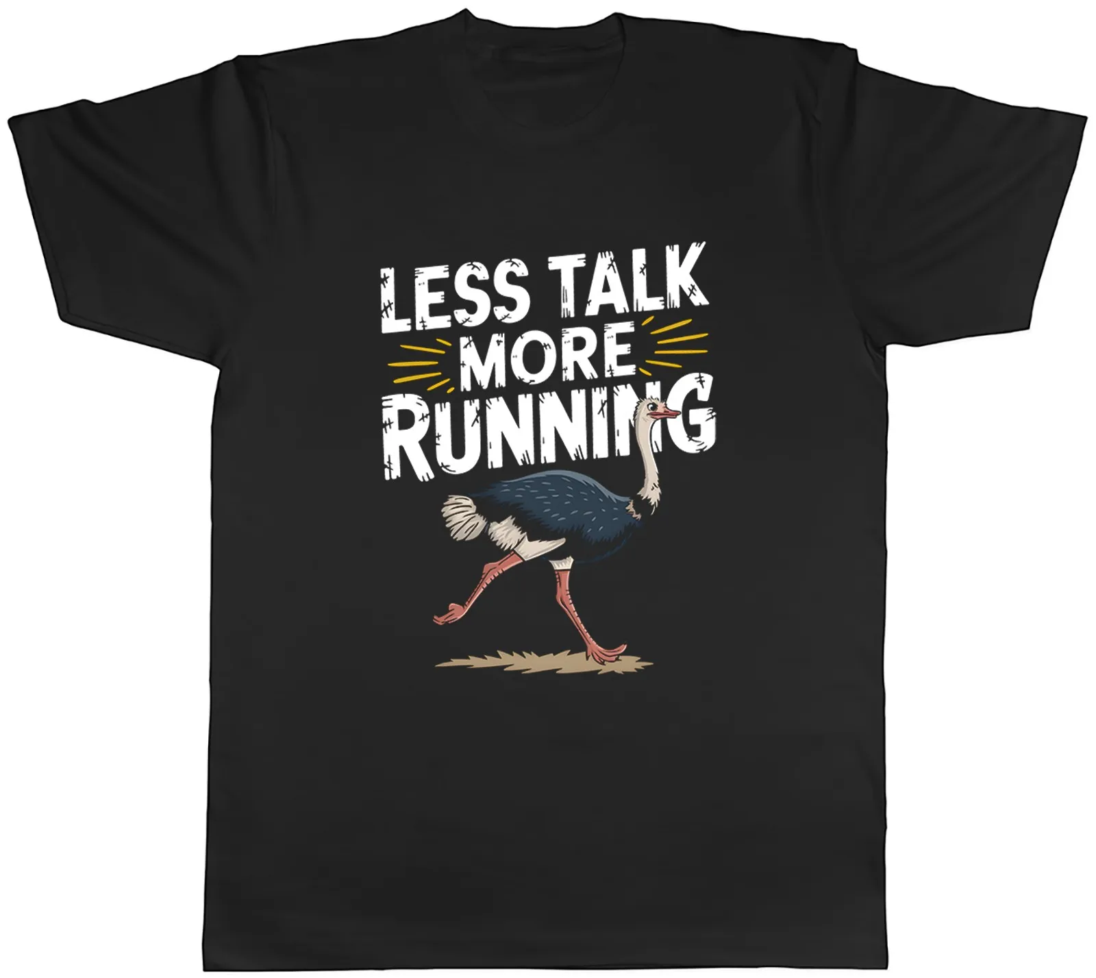 Less Talk More Running Funny Ostrich Mens T-Shirt Tee Gift Top