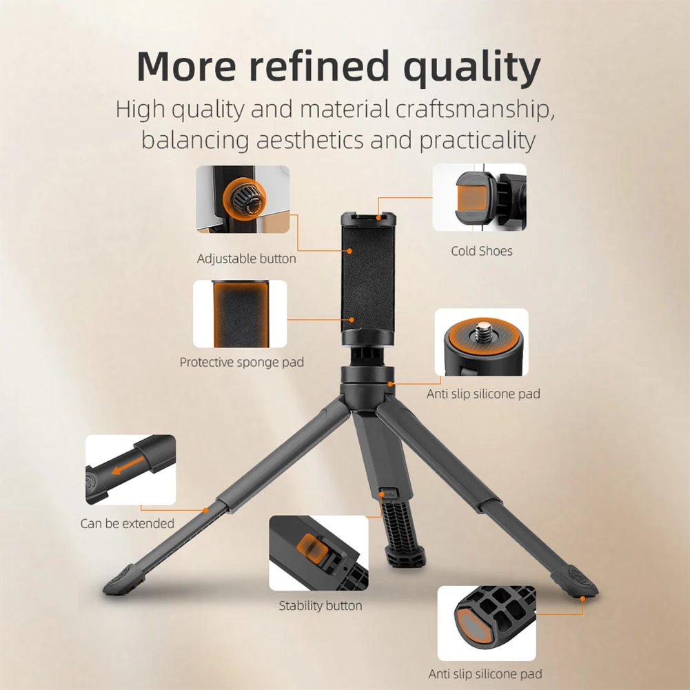 Desktop Tripod Holder Bracket with Cold Shoe Handheld Phone Holder Phone Clip Holder Phone Mount Securing Clip Mobile Holder