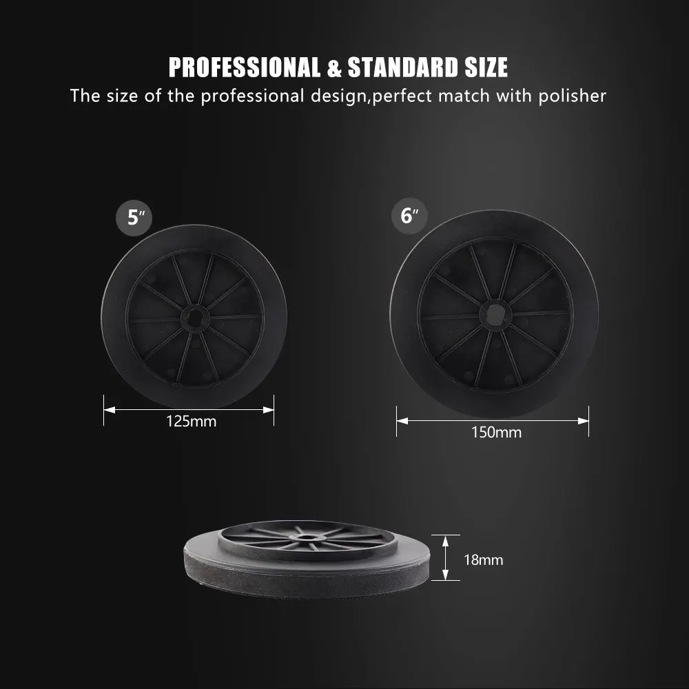 SPTA 1Pc Backing Plate Pad, 5/6 Inch Polishing Pad Disc with Hook Loop Backer For Auto Car Buffer Polisher