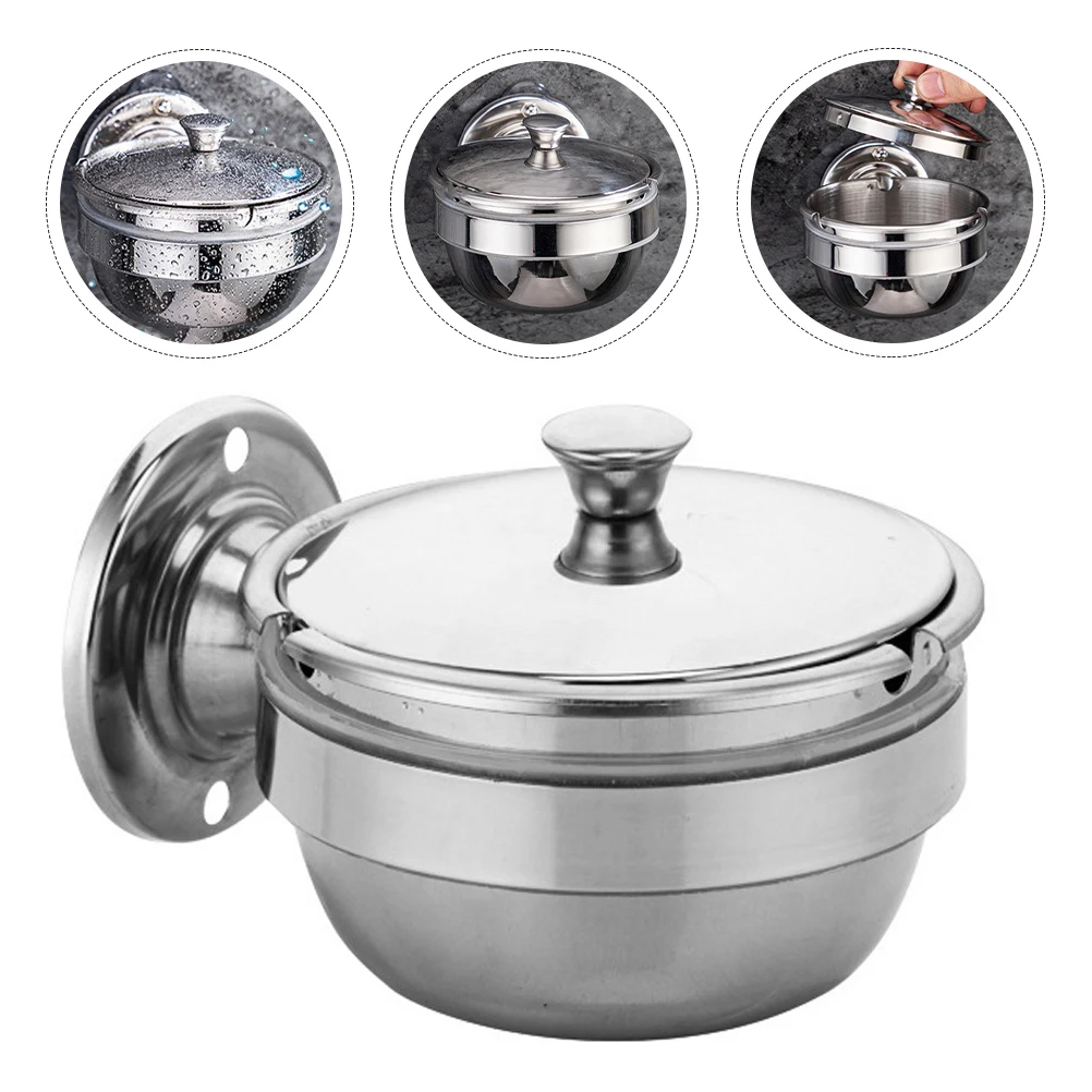 

Wall Mounted Ashtray Stainless Steel Bathroom Non Punching Paste Easy Clean Multi Clip Smoke Balcony Living Room Decorative Ash