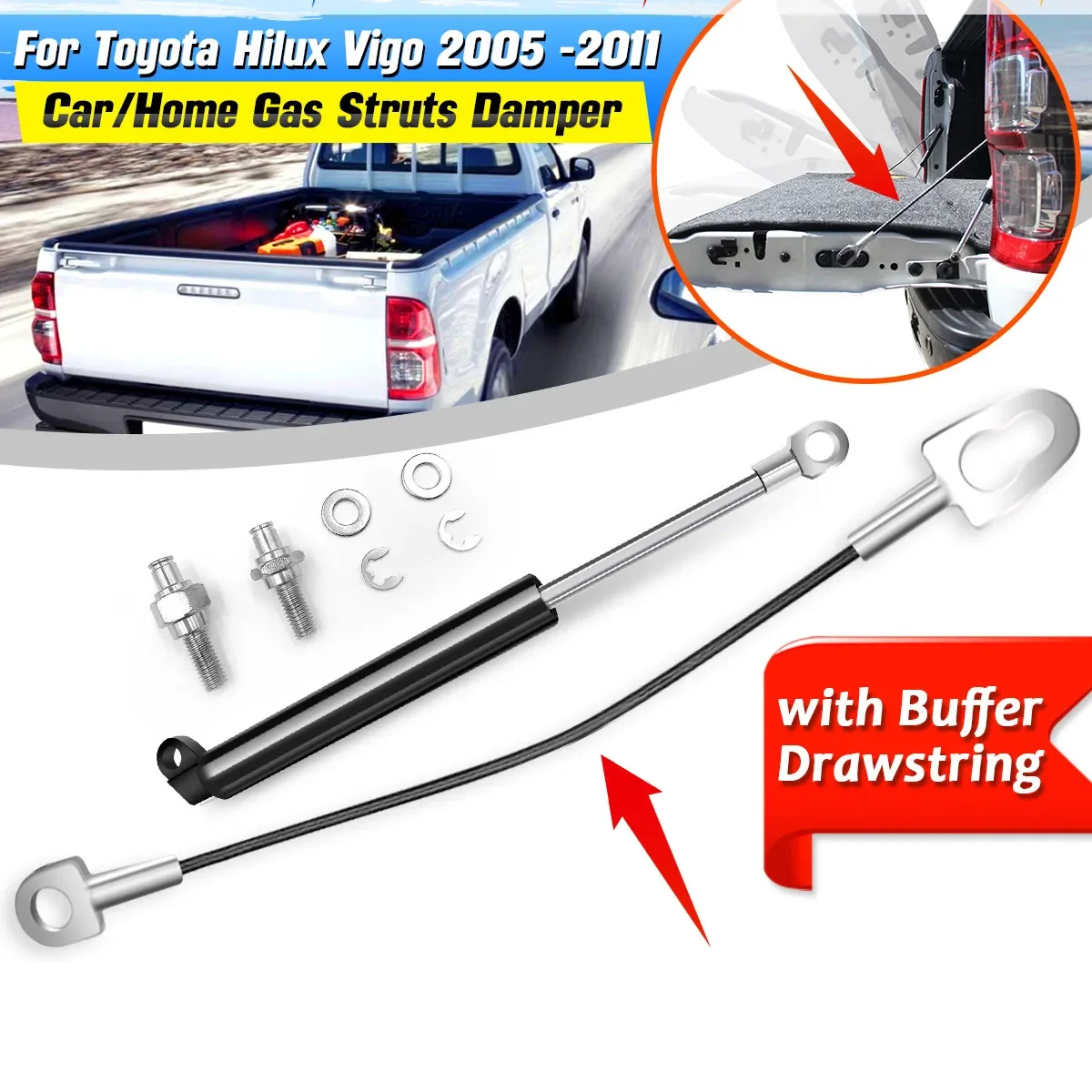 

1/2PCS For Toyota for Hilux Vigo SR5 2005-2015 Car Rear Tailgate Support Rod Lift Gas Strut Bar Shock Damper Gas Spring