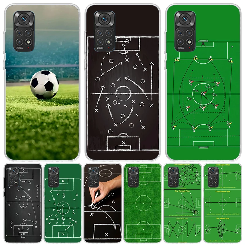 Football Soccer Tactics Time Phone Case For Xiaomi Redmi Note 13 12S 12 11S 11T 11E Pro Plus 10S 10 9S 9 8T 8 7 Art Customized C