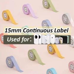 1 Roll P12 Continuous Paper 15mm Label Printer Tape Sticker Self-adhesive Portable Thermal Label Maker Printing Color Waterprood