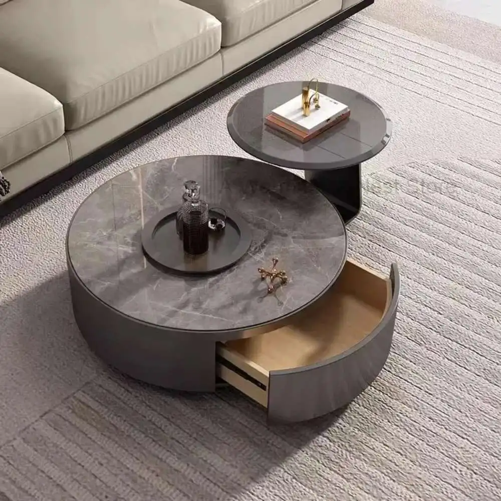 

Center Round Coffee Table Nordic Mid Century Hallway Round Organizer Side Table Drawers Large Storage Muebles Office Furniture