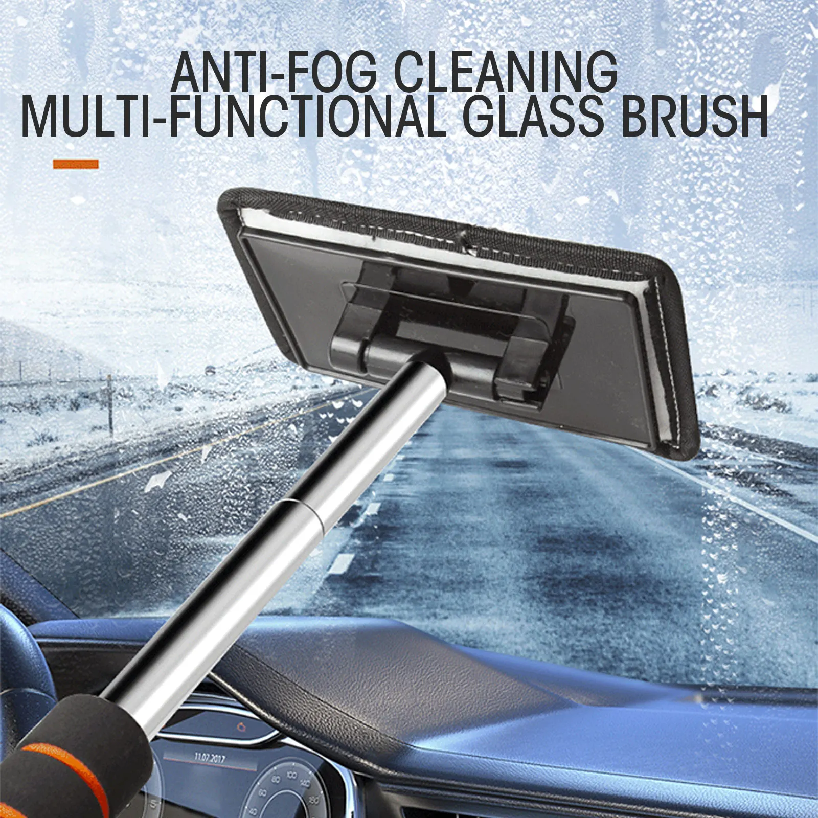 

Car Front Windshield Defogging Brush Telescopic Long handle Car Household Glass Clean Brushes Dust Remover Tool