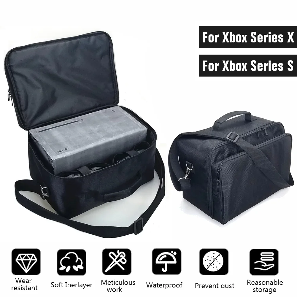 For Xbox Series X/S Carrying Case Anti-Scratch Portable Bag Protective Travel Bag for Console Controllers Cables Gaming Headsets