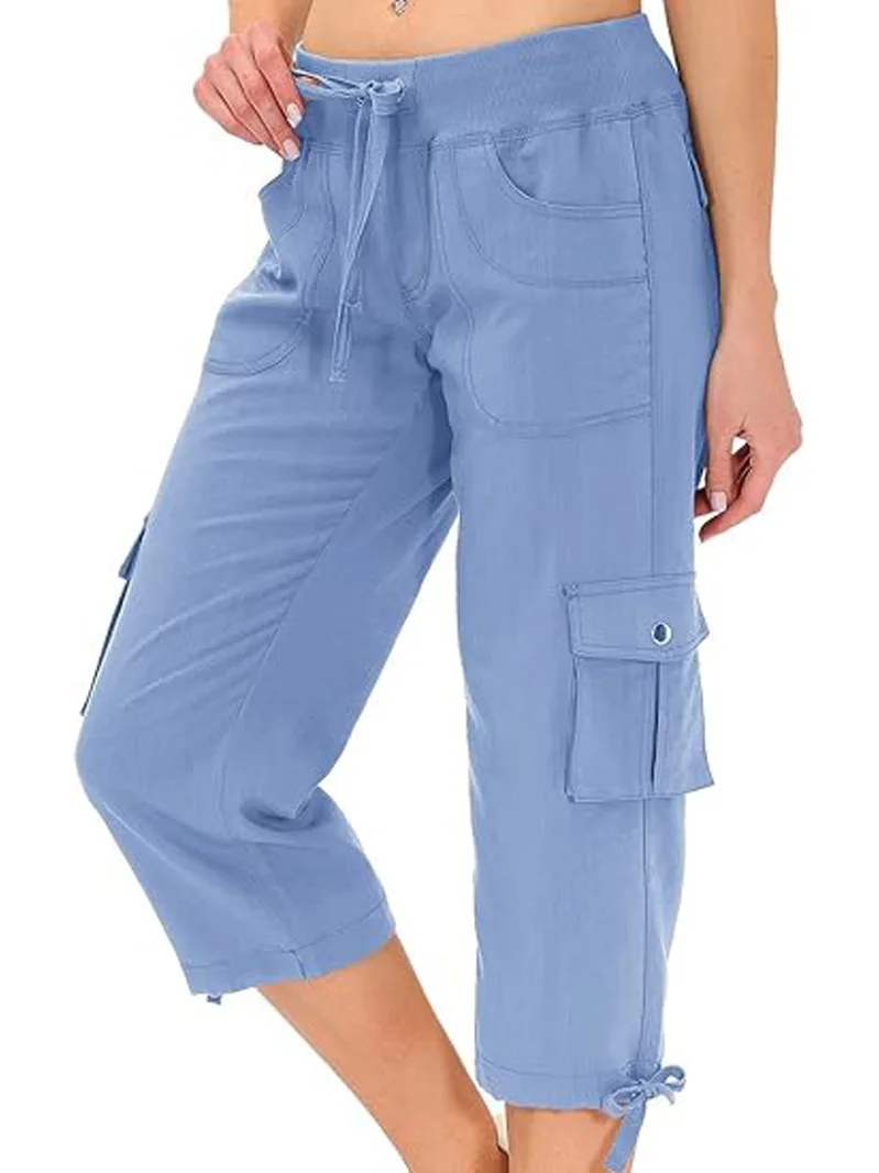European and American Summer and Autumn Leisure Loose Outdoor Hiking Indoor Yoga Sports with Pockets Pants for Women