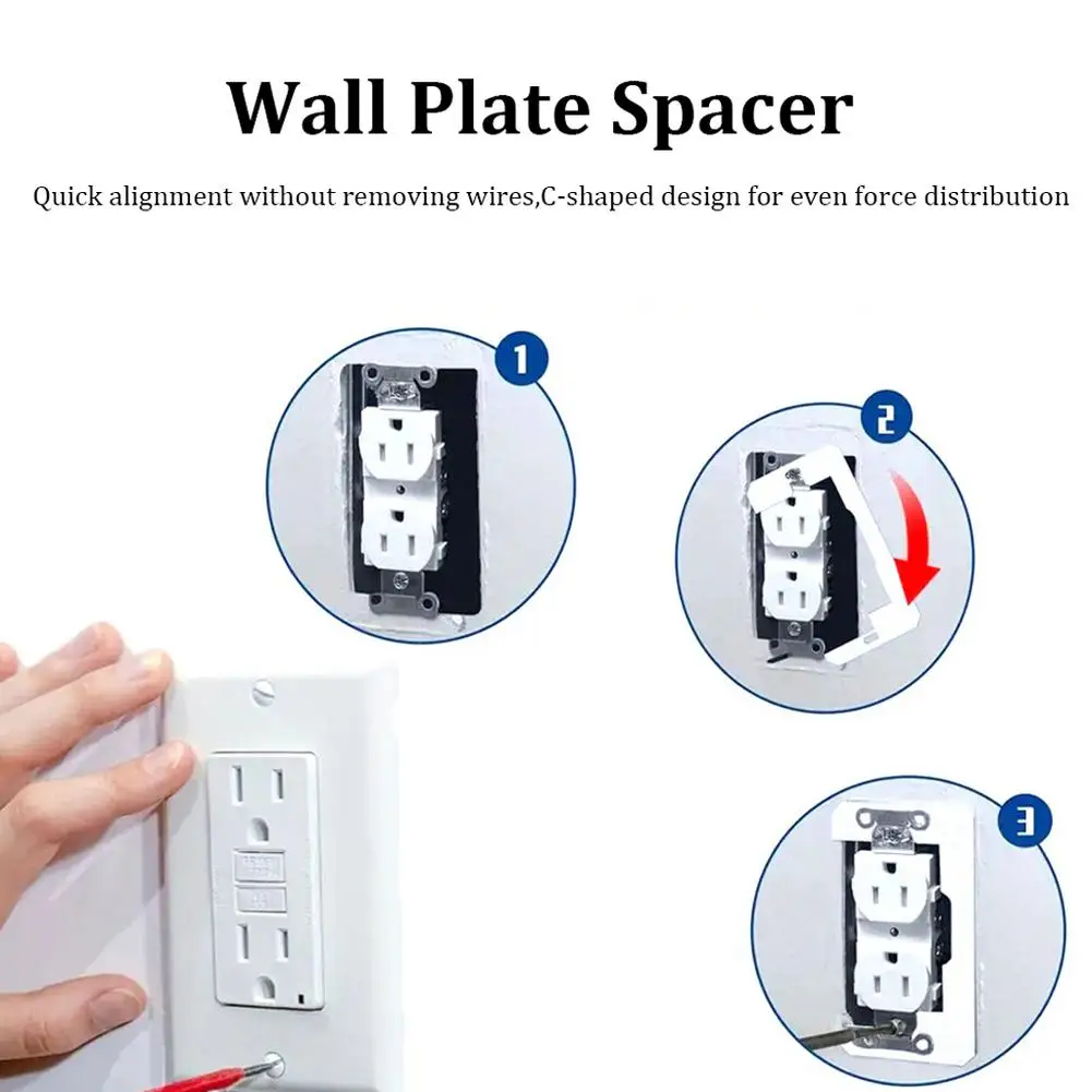 � 5/10/20 Stück Ausrichtungs-Abstandshalter-Set für Wandplatten, Standard-Wandsteckdosen- und Schalter-Abstandshalter, für Installationen in Haushalten und Büros – Detail 11