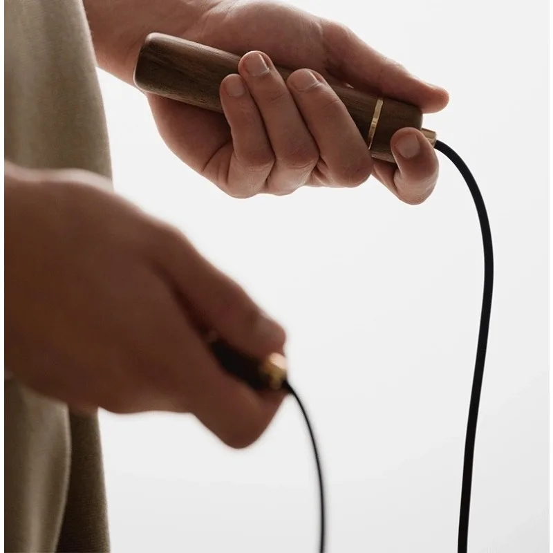 Skipping Rope with Walnut Wood Handles, Genuine Leather Design, Fitness Jump Rope for Home Workout Selection