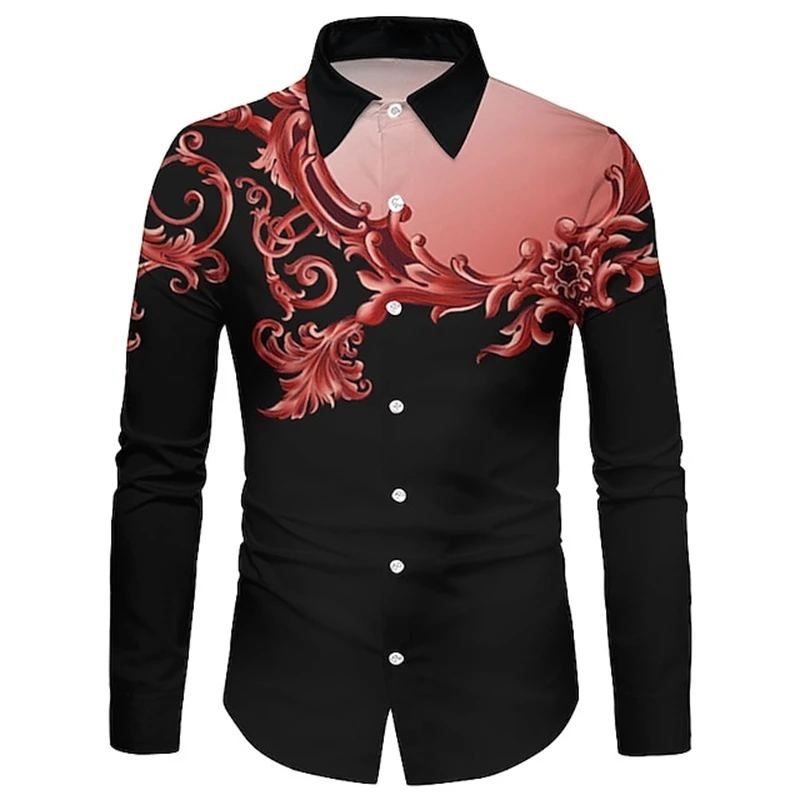 

Trend Medieval 3D Printing Luxury Shirts For Men Clothing Slim Fit Shirt Fashion Designer With Hawaiian Long Sleeve Clothes