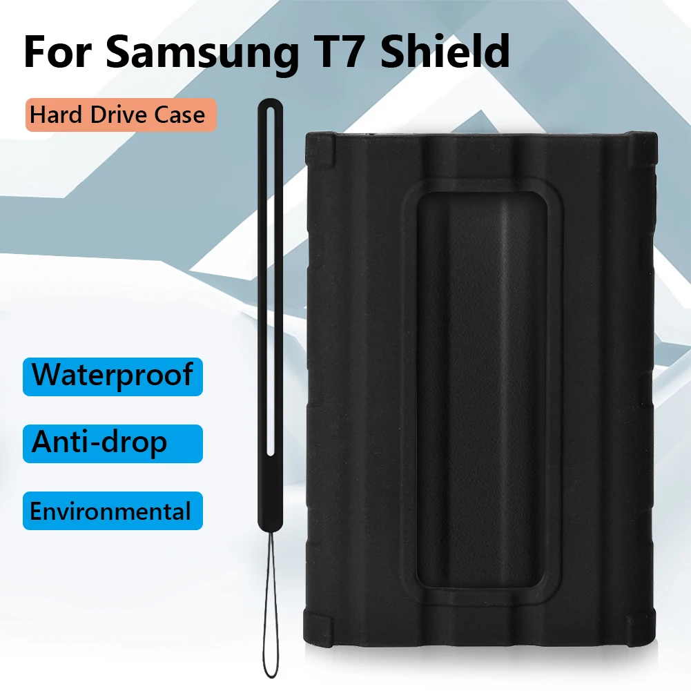 غطاء حماية من السيليكون SSD غطاء حماية مقاوم للماء ومضاد للسقوط مع حبل لهاتف Samsung T7 Shield Portable SSD