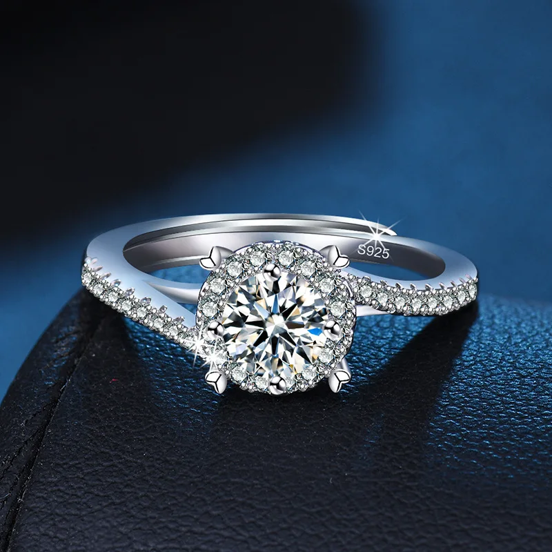 

925 Sterling Silver Ring Adjustable for Women Luxury Shining Beautiful Ring Fashion Wedding Jewelry Party Women Zircon Ring