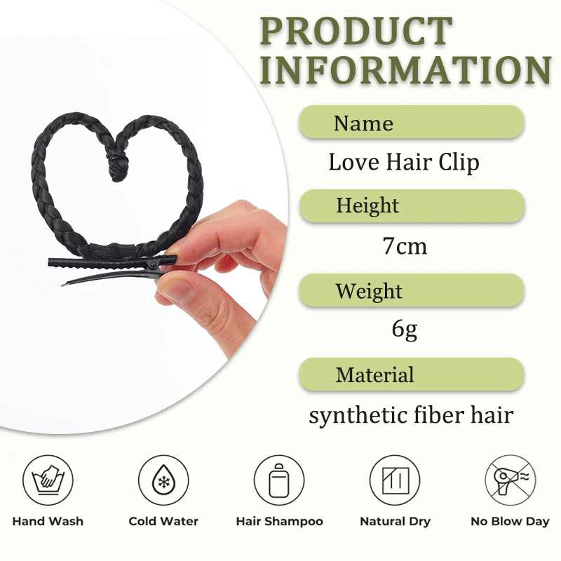 Synthetic Heart-Shaped Braided Hair Clip Style Children's Hair Synthetic Heart-Shaped Braided Hair Clip Hair Accessory